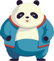 Fat panda cute cartoon flat