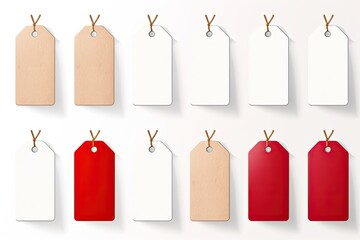 Blank Label Collection for Pricing and Discount on Products. Isolated White Background with String for Parcel, Paper and Price Tags. Generative AI