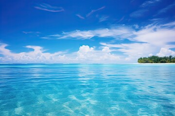 Obraz premium Blissful Blue - Thulusdhoo Island in the Maldives surrounded by serene Blue Sea and Sky: Generative AI