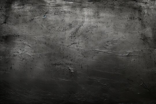 Black Scratched Metal Texture. Dark Abstract Background of Grey Steel Iron with Rough Scratched Surface. Generative AI © Serhii