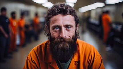An inmate participates in a rehabilitation program. Prisoner concept.