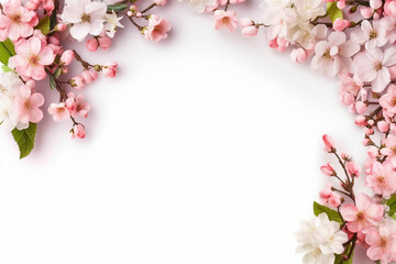 Fototapeta na wymiar Empty of beautiful flowers on frame with white background.Generative Ai.