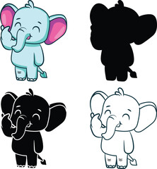 Cute elephant cartoon vector illustration and animal nature  concept regular vector.