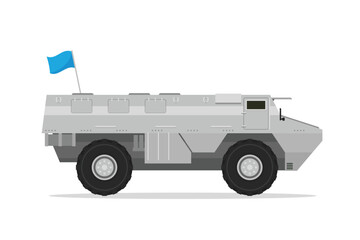 Armored personnel carrier. Vector element flat style illustration. Side view. Isolated APC on white. Military Vehicle