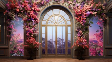 Elegant Floral Interior Room Wall Backdrop