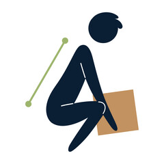 Lifting technique safe movement. Safety. Correct instruction for moving heavy packages for workers. Ergonomic movement for loading objects vector flat illustration