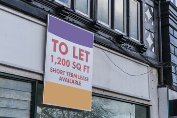 To let sign on commercial property, real estate, business and economy concept illustration.