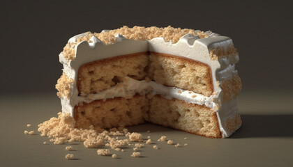 Homemade sweet pie with chocolate icing decoration generated by AI