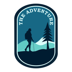 Adventure logo with dark blue design. Hiking Club Expedition Logo Design.