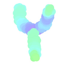 Y y  Alphabet cloudy rainbow pastel colours	
