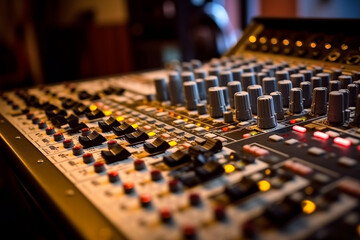Fototapeta premium Studio sound mixer for recording control systems.Generative Ai.