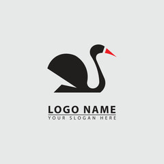 Minimal swan logo and icon vector design template.
