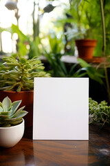 Generative AI illustration of Mockup Blank white square card template on a light background