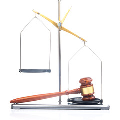 Scales of justice and law and gavel. Equality and the right of the law in the balance of verdict...