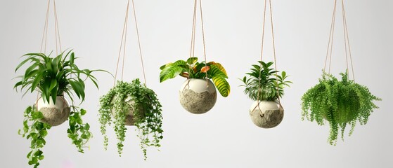 Collection of Beautiful Plants in Hanging Ceramic 