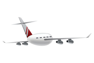 Flying airplane or airliner. Aircraft transport. Passenger flight jet airplane, aviation vehicle. Civil aircraft journey and aviation symbol. Wing flight transport