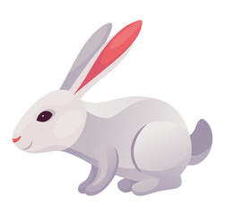 Rabbit animation icon. Bunny jump or running motion element for 2d game. Speed run hare animal, sprite sheet move. Vector illustration isolated on white background