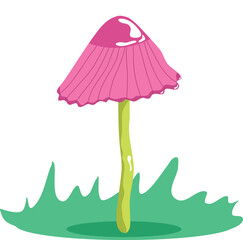 Magical fairy mushroom in a vector for children's design of books, cards, gifts and toys. Magic mushroom in vector for casual mobile games. pink green