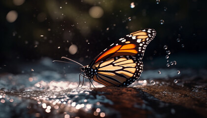 Fototapeta na wymiar The monarch butterfly fragile wings showcase beauty generated by AI