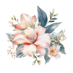 bouquet of flowers watercolor isolated on transparent background cutout