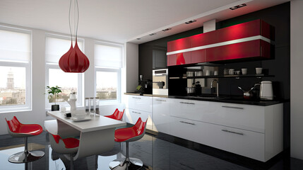 Interior of modern comfortable kitchen,Ai generative