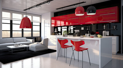 Interior of modern comfortable kitchen,Ai generative