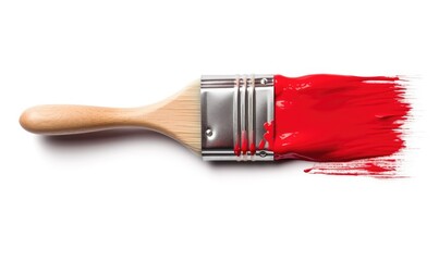 Paintbrush with Wet Paint on White Background