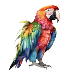 Obraz premium blue and red macaw watercolor isolated on transparent background cutout