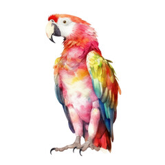 Obraz premium red and yellow macaw watercolor isolated on transparent background cutout