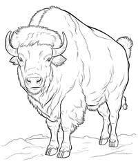 american bison coloring page line art