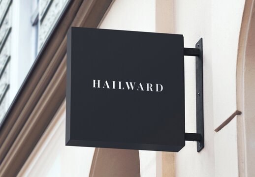 Sign Logo Mockup Template Style Effect Wall Badge Text Branding