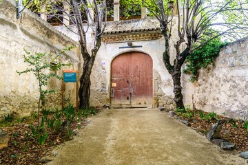 Barcelona, Spain-June 4, 2023. Can Miravitges is a farmhouse located in Badalona. It is occupied by the Escola de Natura