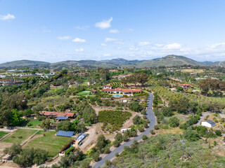 Obraz premium Aerial view over Rancho Santa Fe green valley landscape in San Diego, California, USA