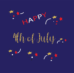 4th July Independence Day Celebration Party Poster Design Template, card, invitation, border, with blue line background.