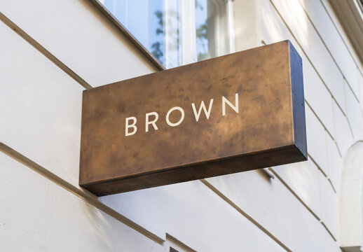 Sign Logo Mockup Template Style Effect Wall Badge Text Branding