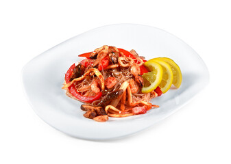 Thai food with shrimp and noodles