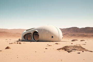Fototapeta na wymiar photo of modular pod in the desert