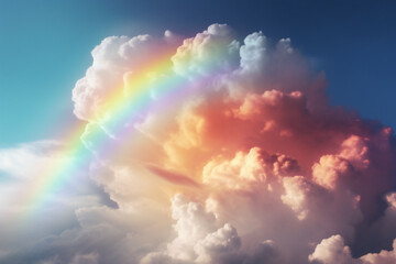 Obraz na płótnie Canvas A rainbow is surrounded by clouds and the sky is colored generative AI