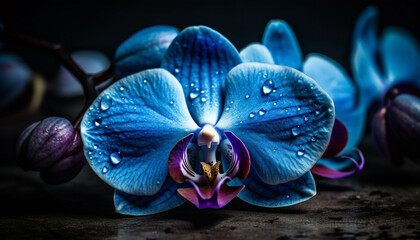 Fresh moth orchid blossom, wet with dew generated by AI