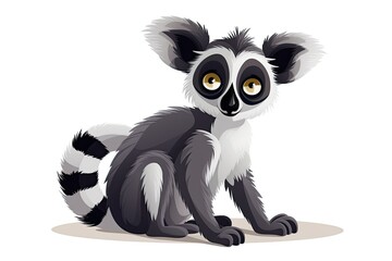 Cute character Lemur on a white background.