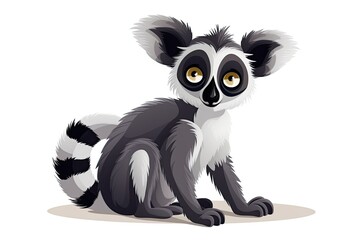 Fototapeta premium Cute character Lemur on a white background.