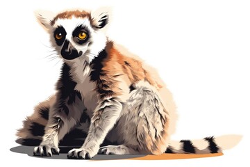 Obraz premium Wild lemur from Madagascar on a white background.