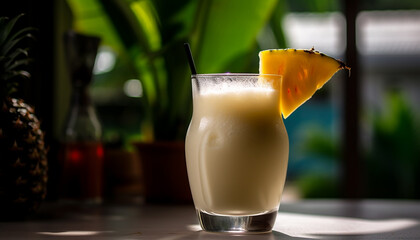 Sweet pineapple cocktail, a tropical summer refreshment generated by AI