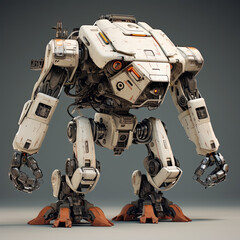 White robot ready for action