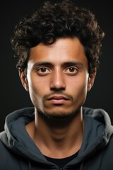 Obraz premium headshot of a young hispanic man looking at the camera on gray background