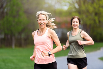 Two Females Runner Jogging Outdoor Workout together