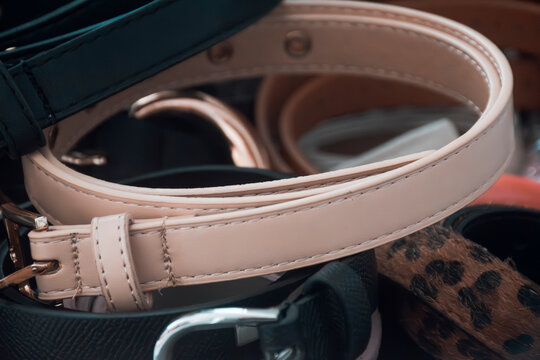 Cintos femininos. Roupas femininas, diversidade. Vestimenta da moda.