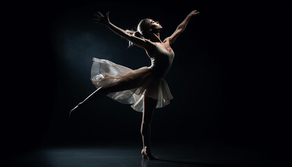 Graceful ballet dancer performs with elegance and skill generated by AI