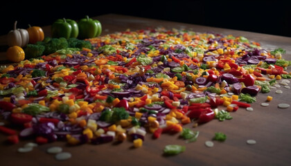 A large group of vibrant, healthy snacks generated by AI