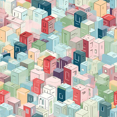 pattern with houses,design,town,urban,business,illustration,set ,AI generated